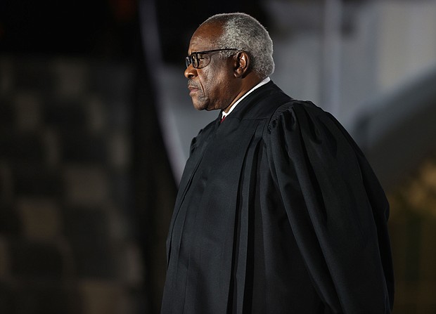 Supreme Court Associate Justice Clarence Thomas attends the ceremonial swearing-in ceremony for Amy Coney Barrett to be the U.S. Supreme Court Associate Justice on the South Lawn of the White House October 26, 2020 in Washington, DC.
Mandatory Credit:	Tasos Katopodis/Getty Images