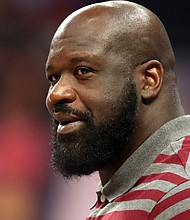 Shaquille O'Neal attends the second preseason NBA game between the Atlanta Hawks and the Milwaukee Bucks at Etihad Arena on October 8 in Abu Dhabi, United Arab Emirates.
Mandatory Credit:	Francois Nel/Getty Images