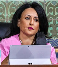 Los Angeles City Council President Nury Martinez, seen here at a City Hall in August, is apologizing after allegedly making racist remarks toward a fellow council member and his Black child.
Mandatory Credit:	Irfan Khan/Los Angeles Times/Getty Images