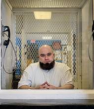 Texas death row inmate John Henry Ramirez is seen in 2021 in the visitation area of the Allan B. Polunsky Unit in Livingston, Texas.
Mandatory Credit:	Matthew Busch/The New York Times/Redux