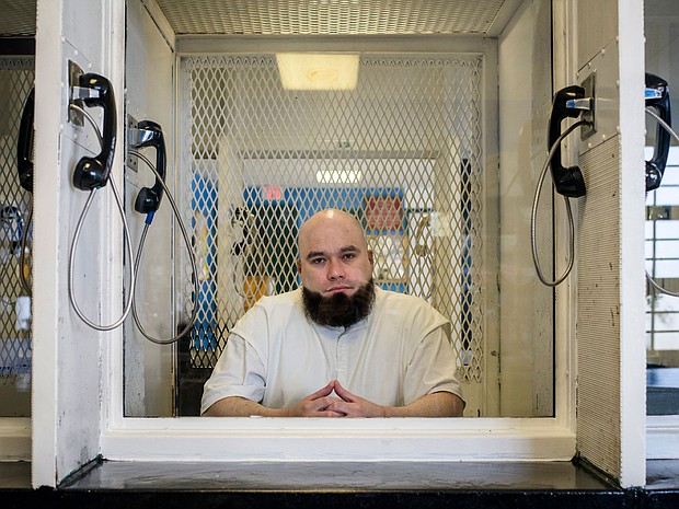 Texas death row inmate John Henry Ramirez is seen in 2021 in the visitation area of the Allan B. Polunsky Unit in Livingston, Texas.
Mandatory Credit:	Matthew Busch/The New York Times/Redux