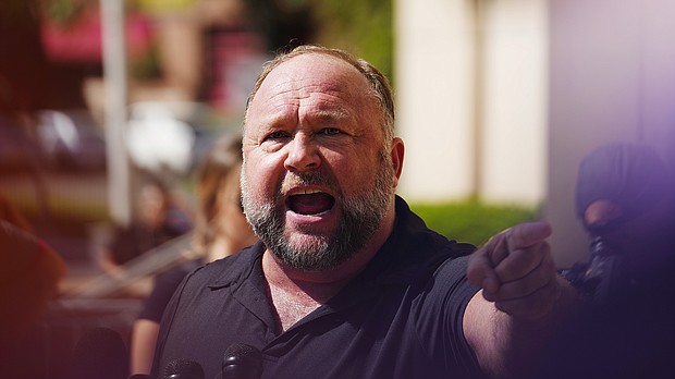 A jury has reached a decision on how much talk show host Alex Jones should pay eight families of Sandy Hook Elementary School shooting victims and one first responder. Jones is seen here on September 21 in Waterbury, Connecticut.
Mandatory Credit: Joe Buglewicz/Getty Images
