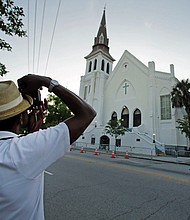 Ausar Vandross takes a photo of Mother Emanuel AME Church in Charleston, S.C.