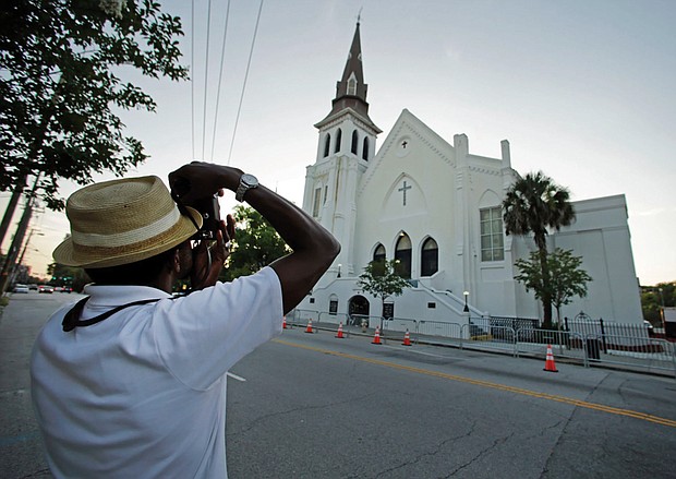 Ausar Vandross takes a photo of Mother Emanuel AME Church in Charleston, S.C.