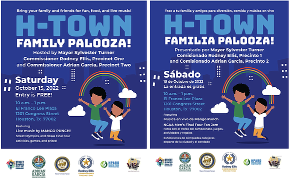 Hosted by Mayor Sylvester Turner, Commissioner Rodney Ellis, Precinct One, and Commissioner Adrian Garcia, Precinct Two, H-Town Family Palooza is …