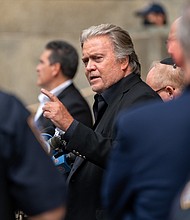 Prosecutors want Steve Bannon, pictured here in New York City on September 8, to be sentenced to six months in prison for contempt of Congress.
Mandatory Credit:	David Dee Delgado/Getty Images