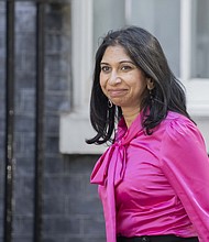 Suella Braverman leaves as Britain's Home Secretary.
Mandatory Credit:	Rasid Necati Aslim/Anadolu Agency/Getty Images