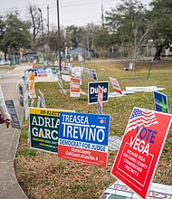 Texas secretary of state's office announces inspection of general election count in Harris County, TX. A person here exits the Moody Community Center after voting on February 24, in Houston.
Mandatory Credit: Brandon Bell/Getty Images