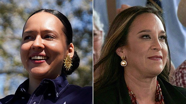 Historically left-leaning Latino voters are shifting toward the GOP, with the potential to swing major races come November's midterm elections. Michelle Vallejo (left) and Monica De La Cruz are battling in arguably Texa's most competitive House race.
Mandatory Credit:	Reuters, Getty Images