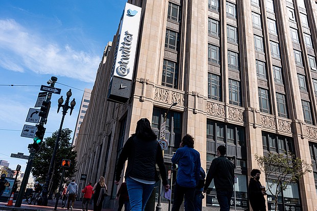 Shares of Twitter dropped in pre-market trading Friday. The Twitter headquarters building is pictured here in San Francisco, California, on October 6.
Mandatory Credit: David Paul Morris/Bloomberg/Getty Images