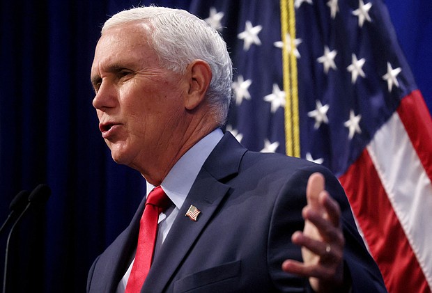 Former vice president Mike Pence speaks at the Heritage Foundation in Washington on October 19. Pence is raising big money for GOP midterm candidates.
Mandatory Credit:	Leah Millis/Reuters