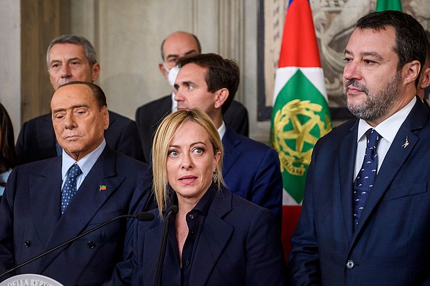 Silvio Berlusconi (left) and Matteo Salvini (right) are expected to be part of Meloni's Cabinet, which will see one of Italy's most far-right governments in recent history.
Mandatory Credit:	Antonio Masiello/Getty Images