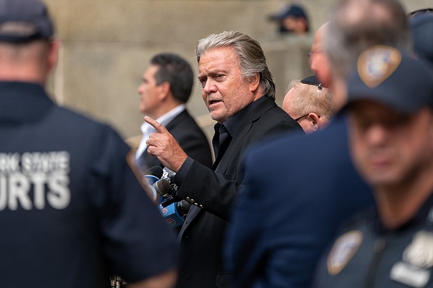 Prosecutors want Steve Bannon, pictured here in New York City on September 8, to be sentenced to six months in prison for contempt of Congress.
Mandatory Credit:	David Dee Delgado/Getty Images