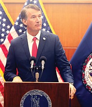 Gov. Glenn Youngkin delivers remarks after release of 2022 NAEP scores Monday, Oct. 24 at the Patrick Henry Building at the State Capitol. “The NAEP results are another loud wake-up call,” he said. “Our nation’s children have experienced catastrophic learning loss, and Virginia’s students are among the hardest hit.”