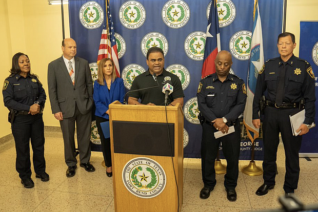 Judge KP George and the representatives of Fort Bend County's Behavioral Health Ser- vices’Always Parenting Program