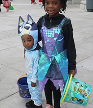 Ja’Nya Williams 6, and her brother, Kevin Williams Jr., 2, attended Sen. Jennifer L. McClellan’s 15th Annual Community Harvest Festival at the Science Museum of Virginia for a Halloween outing on Monday evening.
