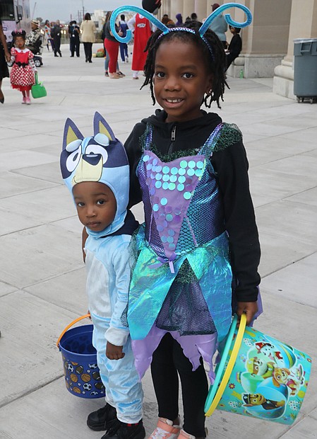 Ja’Nya Williams 6, and her brother, Kevin Williams Jr., 2, attended Sen. Jennifer L. McClellan’s 15th Annual Community Harvest Festival at the Science Museum of Virginia for a Halloween outing on Monday evening.