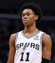 A sports psychologist has filed a lawsuit accusing former San Antonio Spurs player Joshua Primo of exposing himself during therapy sessions. Primo is pictured here in New Orleans, LA, on February 12.
Mandatory Credit: Jonathan Bachman/Getty Images
