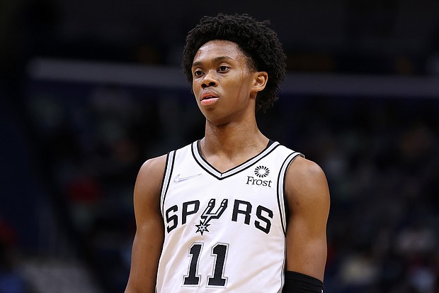 A sports psychologist has filed a lawsuit accusing former San Antonio Spurs player Joshua Primo of exposing himself during therapy sessions. Primo is pictured here in New Orleans, LA, on February 12.
Mandatory Credit:	Jonathan Bachman/Getty Images