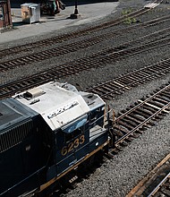 Trains sit at the CSX Oak Point Yard, a freight railroad yard on October 11 in the Bronx borough of New York City. Labor Secretary Marty Walsh says he hopes negotiators between railroads and some rail unions can reach new labor deals and avert a possible strike.
Mandatory Credit: Spencer Platt/Getty Images