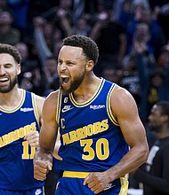 Not only did Curry (right) score 47 points, he also didn't commit a single turnover.
Mandatory Credit:	John Hefti/USA TODAY Sports/Reuters