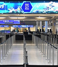 On November 9, some Florida airports and theme parks were halting operations as Tropical Storm Nicole advanced toward the eastern coast of Florida. An empty TSA screening line is seen at Orlando International Airport on September 28 ahead of Hurricane Ian.
Mandatory Credit:	Paul Hennessy/SOPA Images/LightRocket/Getty Images