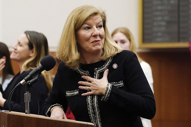 Virginia Education Secretary Aimee Rogstad Guidera, shown during an event at the Capitol last January in Richmond, responded Monday to Virginia’s nonpartisan legislative watchdog agency report noting that Virginia’s teacher workforce is smaller, unhappier and less qualified than before the COVID-19 pandemic.