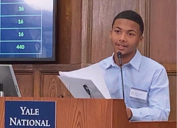 Elijah Robins, a fourth-grader at Mary Munford Elementary School, presented a science curriculum to the Yale National Initiative earlier this ...