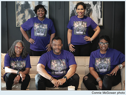 “Wakanda Weekend” organizers include, from left, standing: Left to right, Connie McGowan, owner/ photographer, House of Photography by Connie & Co.; Toni Blue Washington, owner, The Blue Print, LLC. Seated, from left: Marchelle Roane, owner, My Twisted Wrist; George ‘Brak’ Braxton, owner, EpiQ Holdings LLC; Renee Johnson, owner, The PenStops Here LLC.