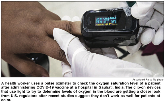 The clip-on devices that use light to measure oxygen levels in the blood are getting a closer look from U.S. ...