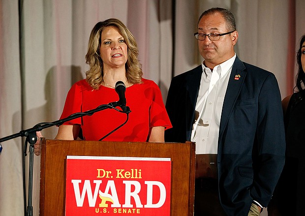 The Supreme Court says the House January 6 committee can get Kelli Ward's phone and text records. Ward, here pictured with her husband, concedes the primary on August 28, 2018 in Scottsdale, Arizona.
Mandatory Credit:	Ralph Freso/Getty Images