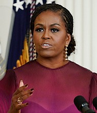 Michelle Obama, seen here on September 7, addressed in a new book the deep hurt and disappointment she felt when Donald Trump won the 2016 presidential election.
Mandatory Credit:	Andrew Harnik/AP/FILE