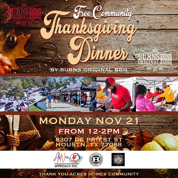 The Burns family will host their annual Thanksgiving community dinner on November 21, 2022, where they will provide 3,500 free …