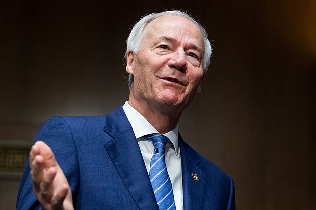 Arkansas Gov. Asa Hutchinson, here on Capitol Hill on June 22, 2021, says he's 'very seriously' considering a 2024 presidential bid.
Mandatory Credit:	Tom Williams/CQ-Roll Call, Inc./Getty Images