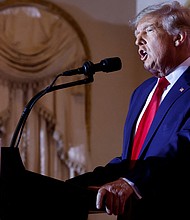 Former President Donald Trump announces that he will once again run for president in 2024, in Palm Beach, Florida, on Tuesday, November 15.
Mandatory Credit:	Jonathan Ernst/Reuters