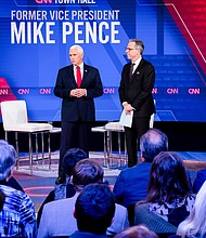 Former Vice President Mike Pence in a CNN town hall on November 16 refused to commit his support to former President Donald Trump's 2024 campaign.
Mandatory Credit:	Hilary Swift/CNN