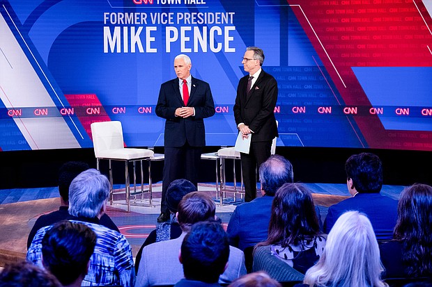 Former Vice President Mike Pence in a CNN town hall on November 16 refused to commit his support to former President Donald Trump's 2024 campaign.
Mandatory Credit:	Hilary Swift/CNN