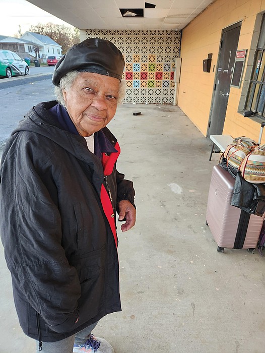 Gayle Freeland waits to enter shelter 2807 Hull St.