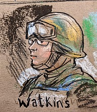 In a raw testimony on November 16, Jessica Watkins, a member of the Oath Keepers on trial for seditious conspiracy, recounted being dragged into the conspiratorial underbelly of the internet.
Mandatory Credit:	Sketch by Bill Hennessy