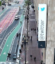 Foreign workers in the US are especially vulnerable to the Twitter turmoil. Pictured is Twitter headquarters in San Francisco, on April 27.
Mandatory Credit:	Justin Sullivan/Getty Images