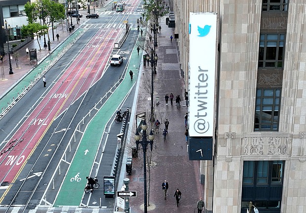 Foreign workers in the US are especially vulnerable to the Twitter turmoil. Pictured is Twitter headquarters in San Francisco, on April 27.
Mandatory Credit:	Justin Sullivan/Getty Images