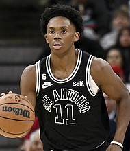 Former San Antonio Spurs psychologist has agreed to settle after accusing former San Antonio Spurs player Josh Primo of exposing himself during therapy sessions.
Mandatory Credit:	Darren Abate/AP