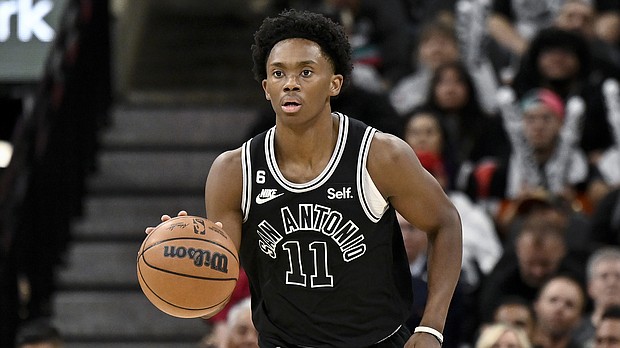 Former San Antonio Spurs psychologist has agreed to settle after accusing former San Antonio Spurs player Josh Primo of exposing himself during therapy sessions.
Mandatory Credit: Darren Abate/AP