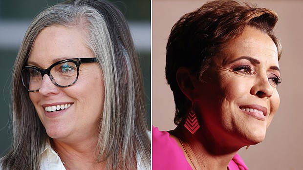 Democrat Katie Hobbs (left) will win Arizona's governor's race, CNN projects, defeating Republican Kari Lake.
Mandatory Credit:	Getty Images