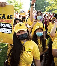 Susana Lujano, left, a Dreamer from Mexico who lives in Houston, joins other activists to rally in support of the Deferred Action for Childhood Arrivals program, also known as DACA, at the US Capitol in Washington, DC, on June 15.
Mandatory Credit: J. Scott Applewhite/AP/File