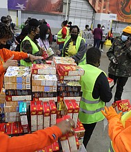 Greta. J. Randolph, the church’s directional leader for outreach, said that 20,000 pounds of food, along with gift cards to purchase a turkey, were given out by 220 volunteers.