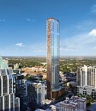 The 80-story, 1,035-foot project is still going through the permitting process. Developers say they expect to break ground in summer 2023.
Mandatory Credit:	HKS