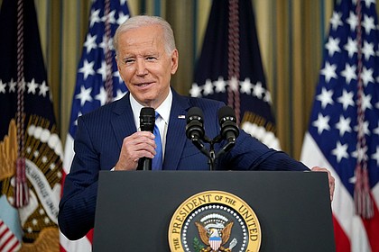 President Joe Biden speaks during a news conference a day after the midterm elections, from the State Dining Room of the White House in Washington, D.C., on Nov. 9, 2022.
