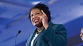 Stacey Abrams, Democratic candidate for Georgia governor, gives her concession speech in Atlanta on Nov. 8.