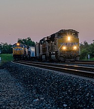 Freight trains travel through Houston on September 14 in Houston, Texas.  A crippling freight railroad strike that threatened to upend the US economy now looks unlikely.
Mandatory Credit:	Brandon Bell/Getty Images
